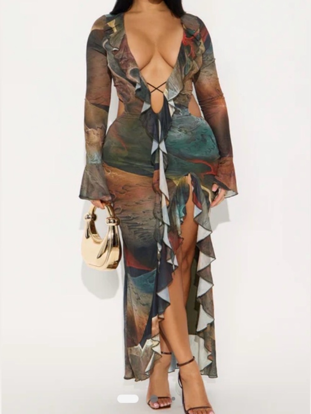 Tazz Abstract Open Back Maxi Dress